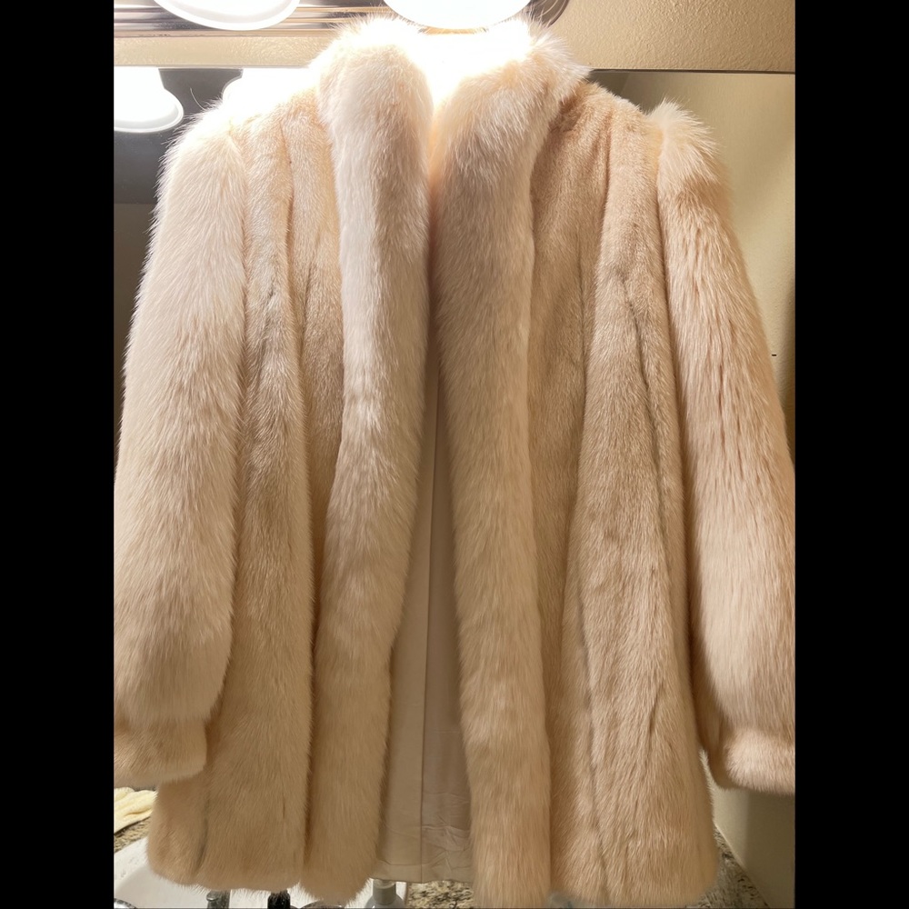 mink fur coat with fox collar and sleeves